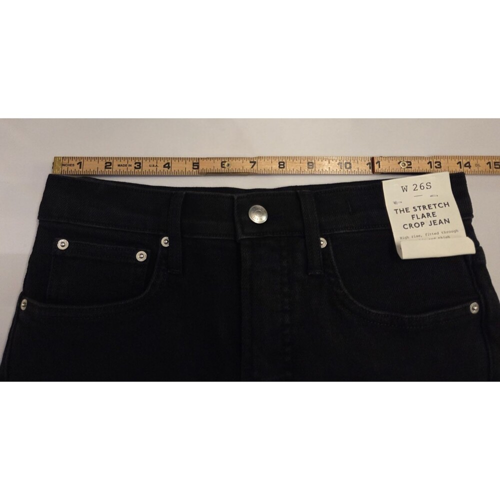 Madewell Stretch Flare Crop Jeans 26S Black High Rise NWT Comfort Denim Short - Picture 9 of 11